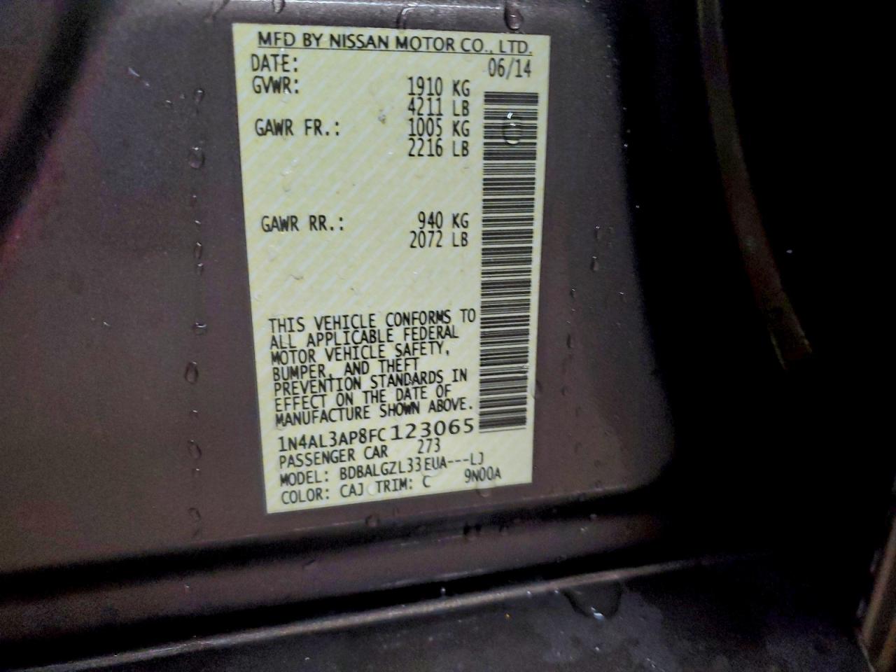 2015 NISSAN ALTIMA 2.5 photo 12