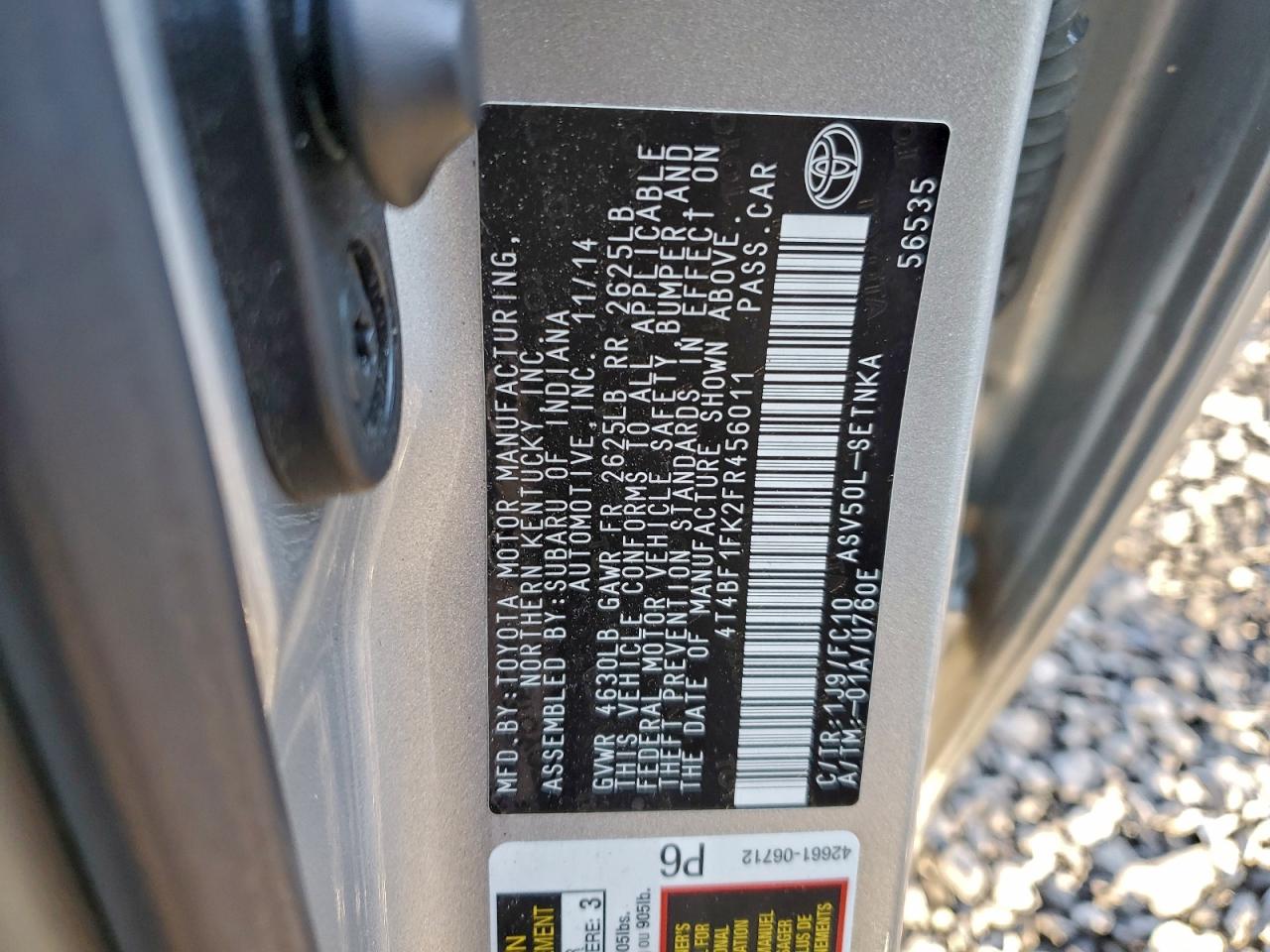 2015 TOYOTA CAMRY LE photo 12