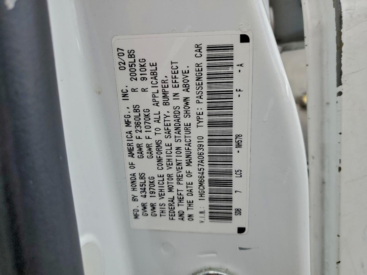 2007 HONDA ACCORD SE photo 13