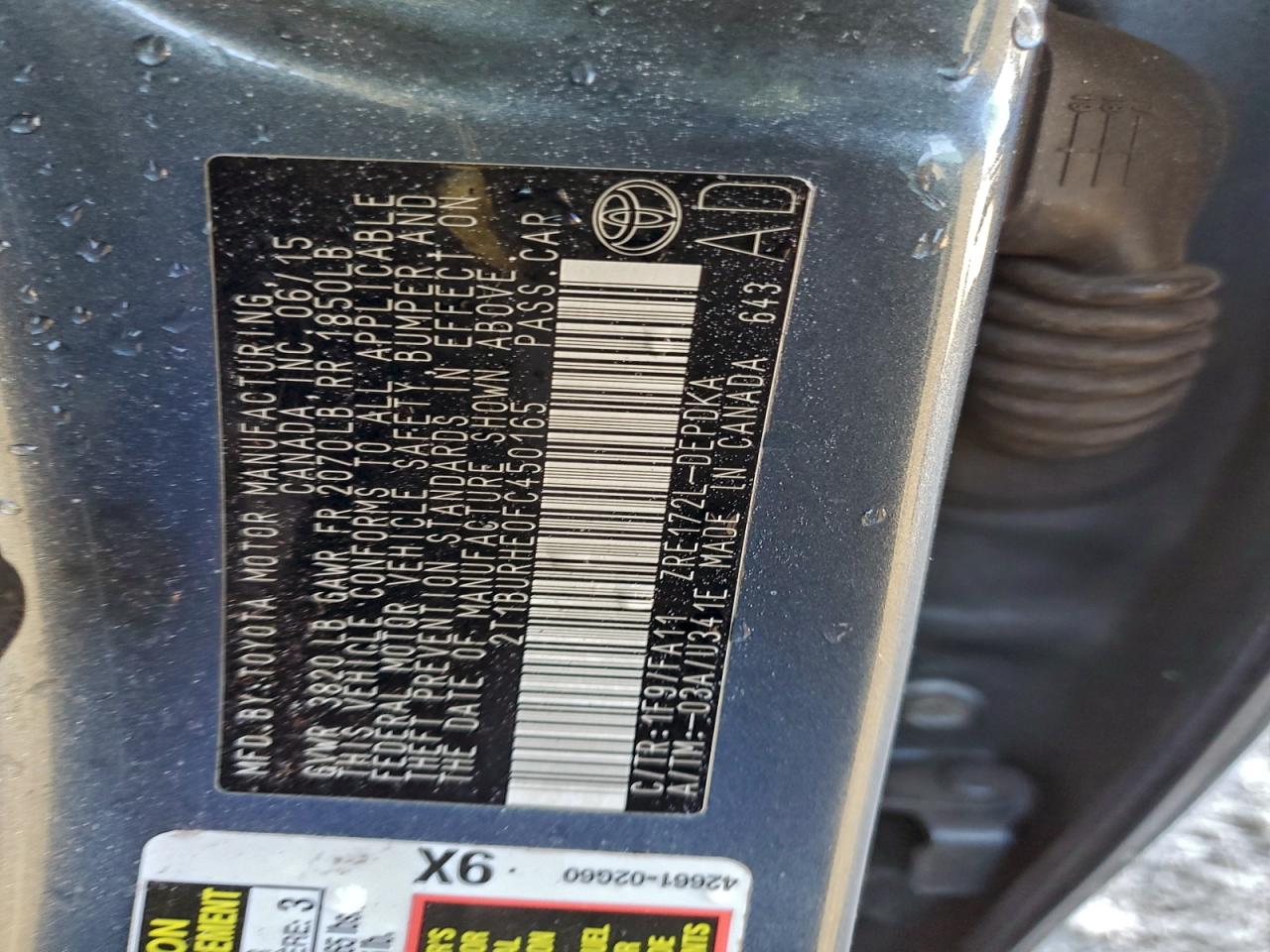 2015 TOYOTA COROLLA L photo 12