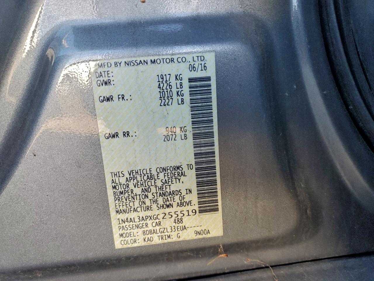 2016 NISSAN ALTIMA 2.5 photo 12