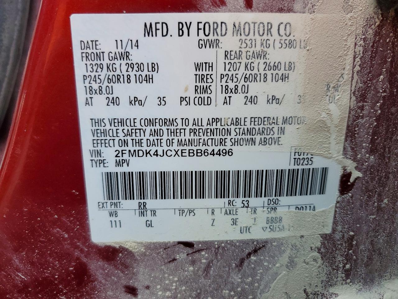2014 FORD EDGE SEL photo 13