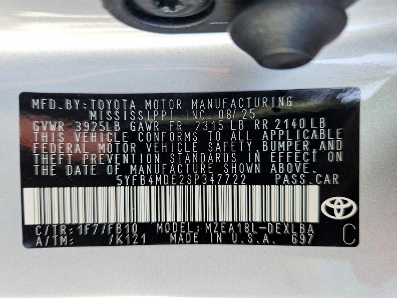 2025 TOYOTA COROLLA LE photo 12