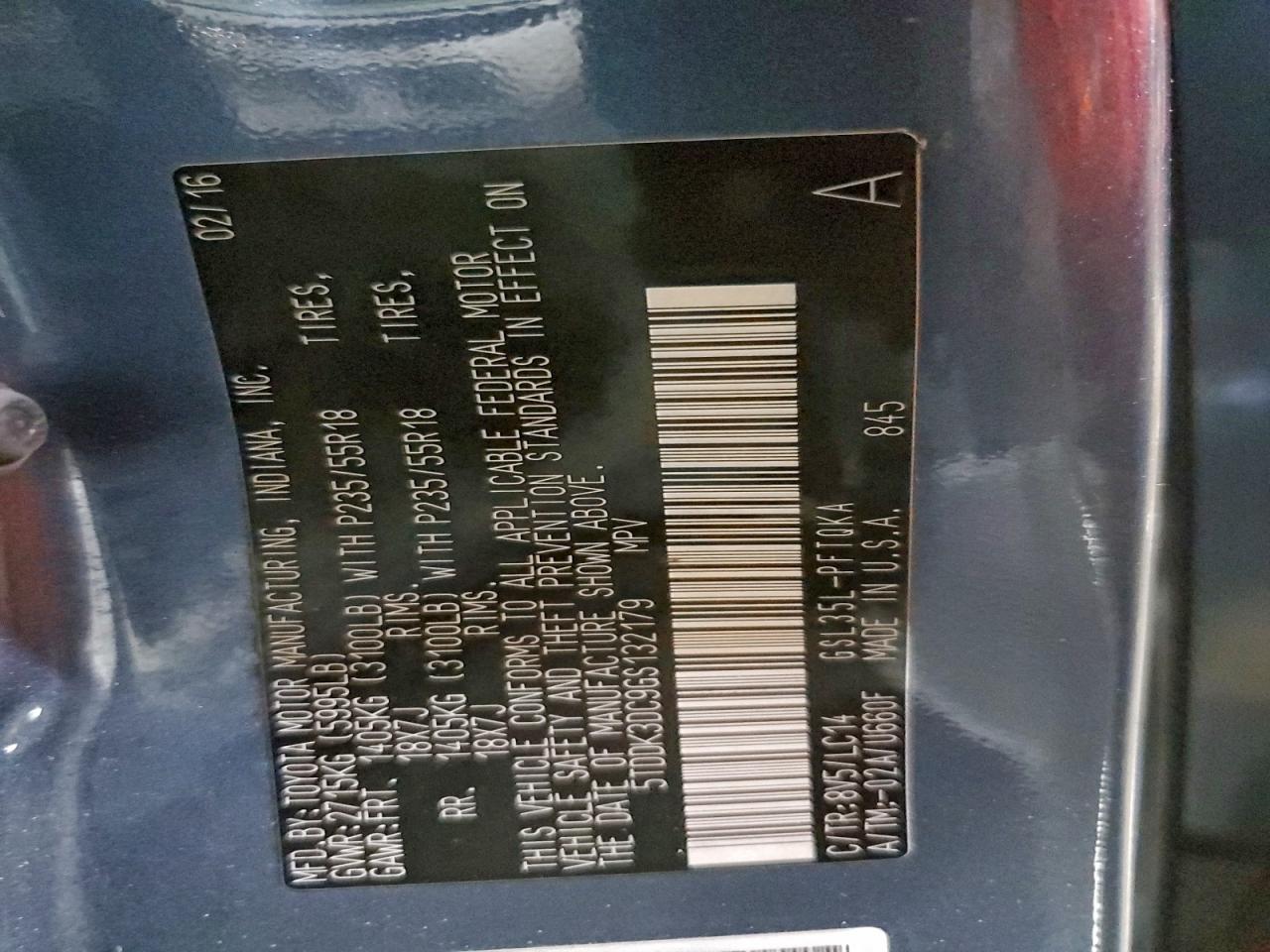2016 TOYOTA SIENNA XLE photo 14