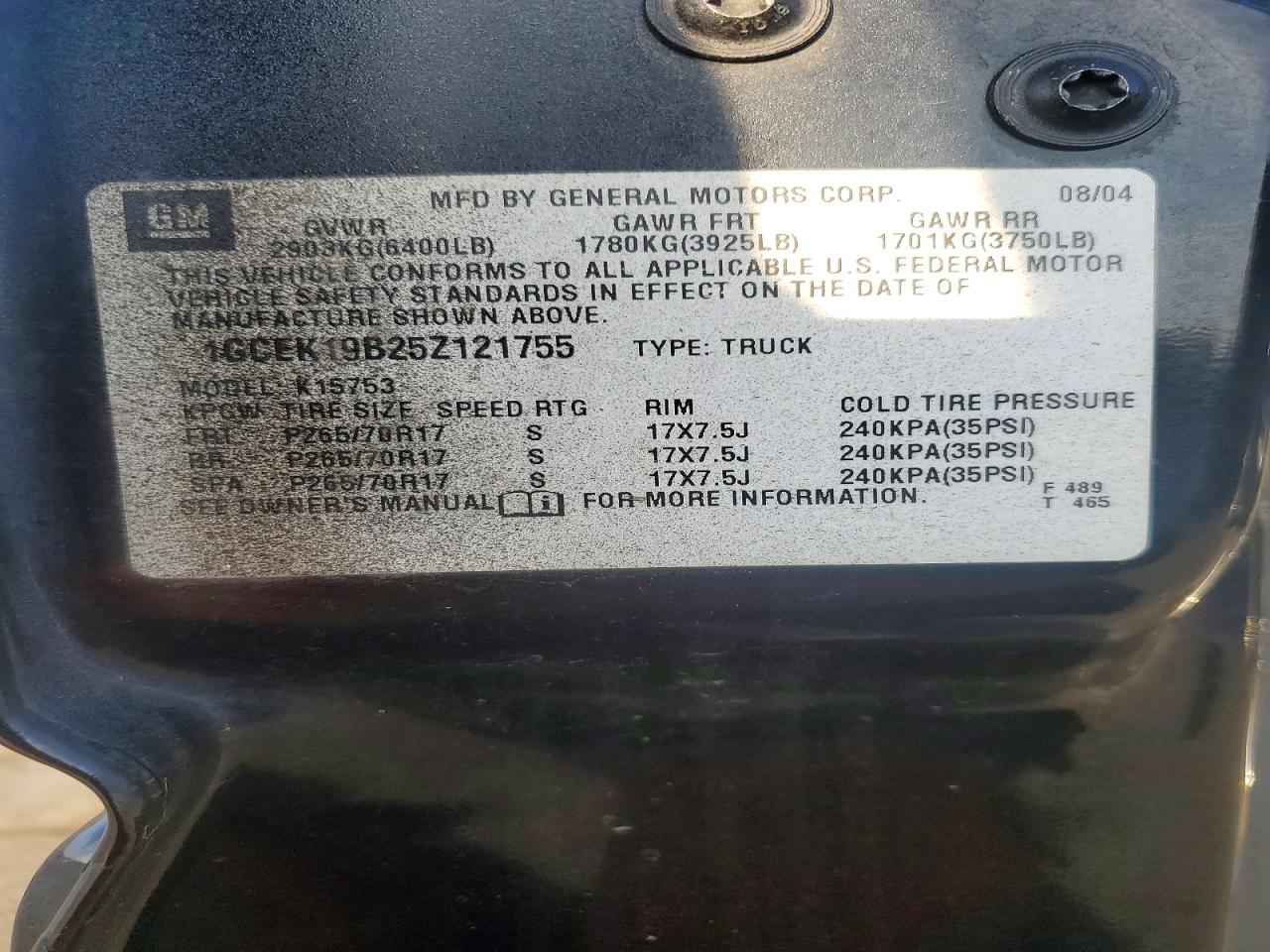2005 CHEVROLET SILVERADO K1500 photo 12