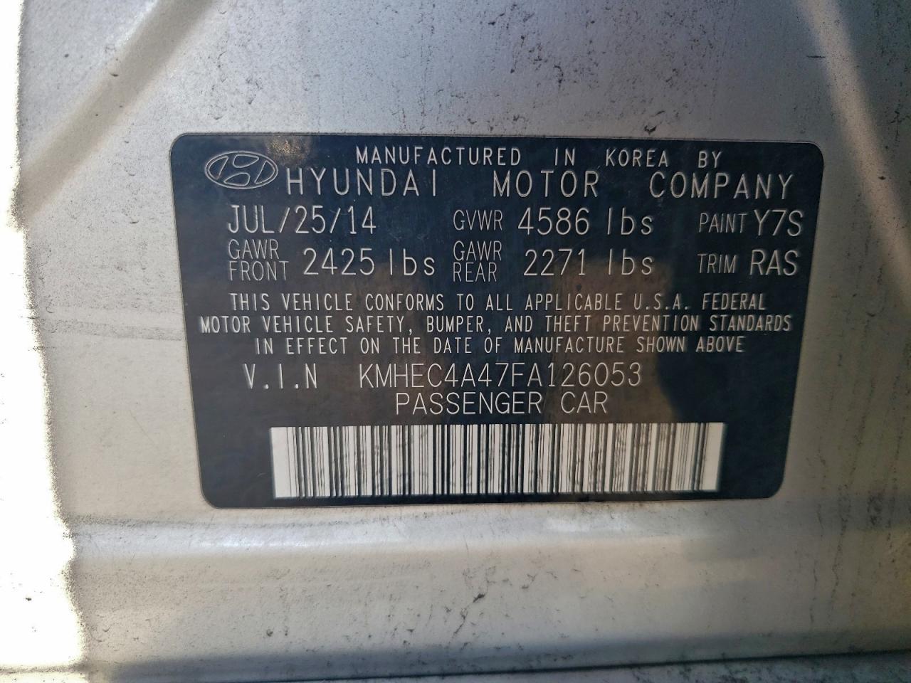 2015 HYUNDAI SONATA HYBRID photo 12