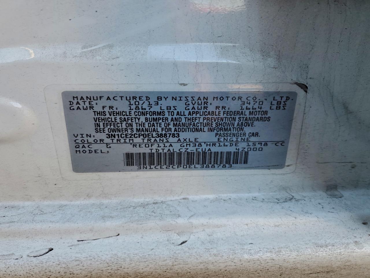 2014 NISSAN VERSA NOTE S photo 12