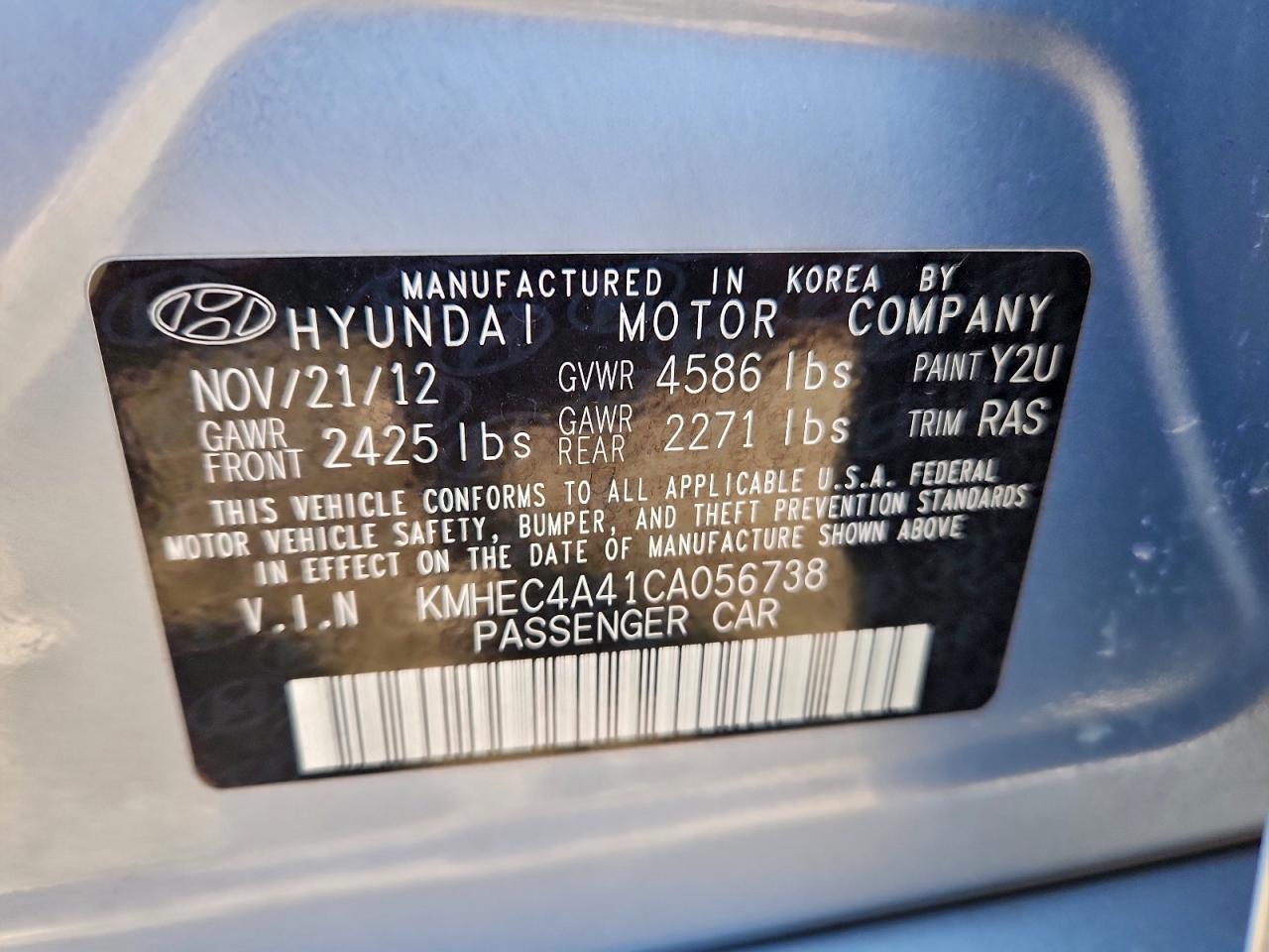 2012 HYUNDAI SONATA HYBRID photo 12
