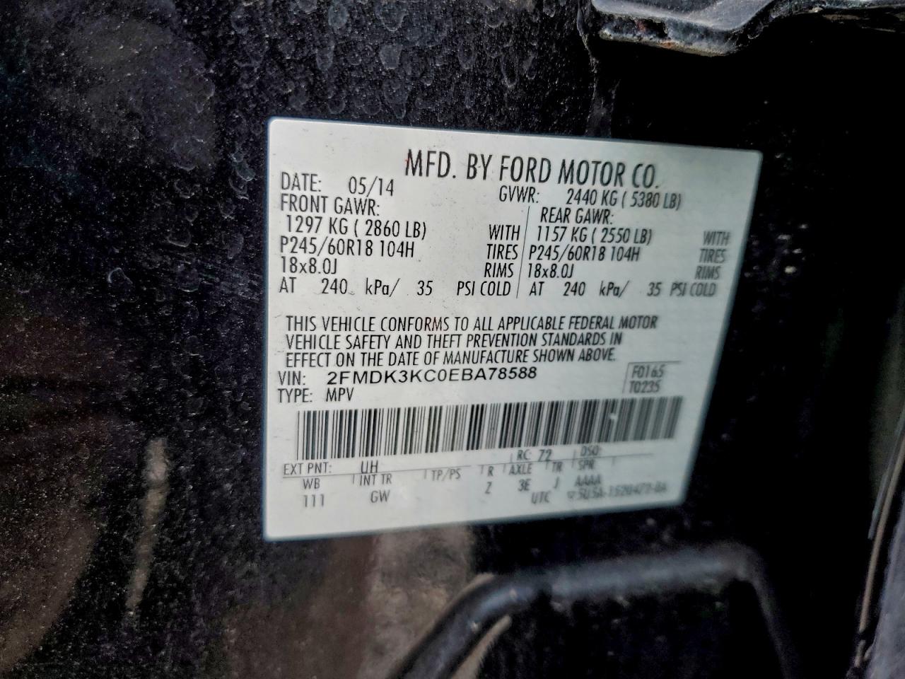 2014 FORD EDGE LIMITED photo 13