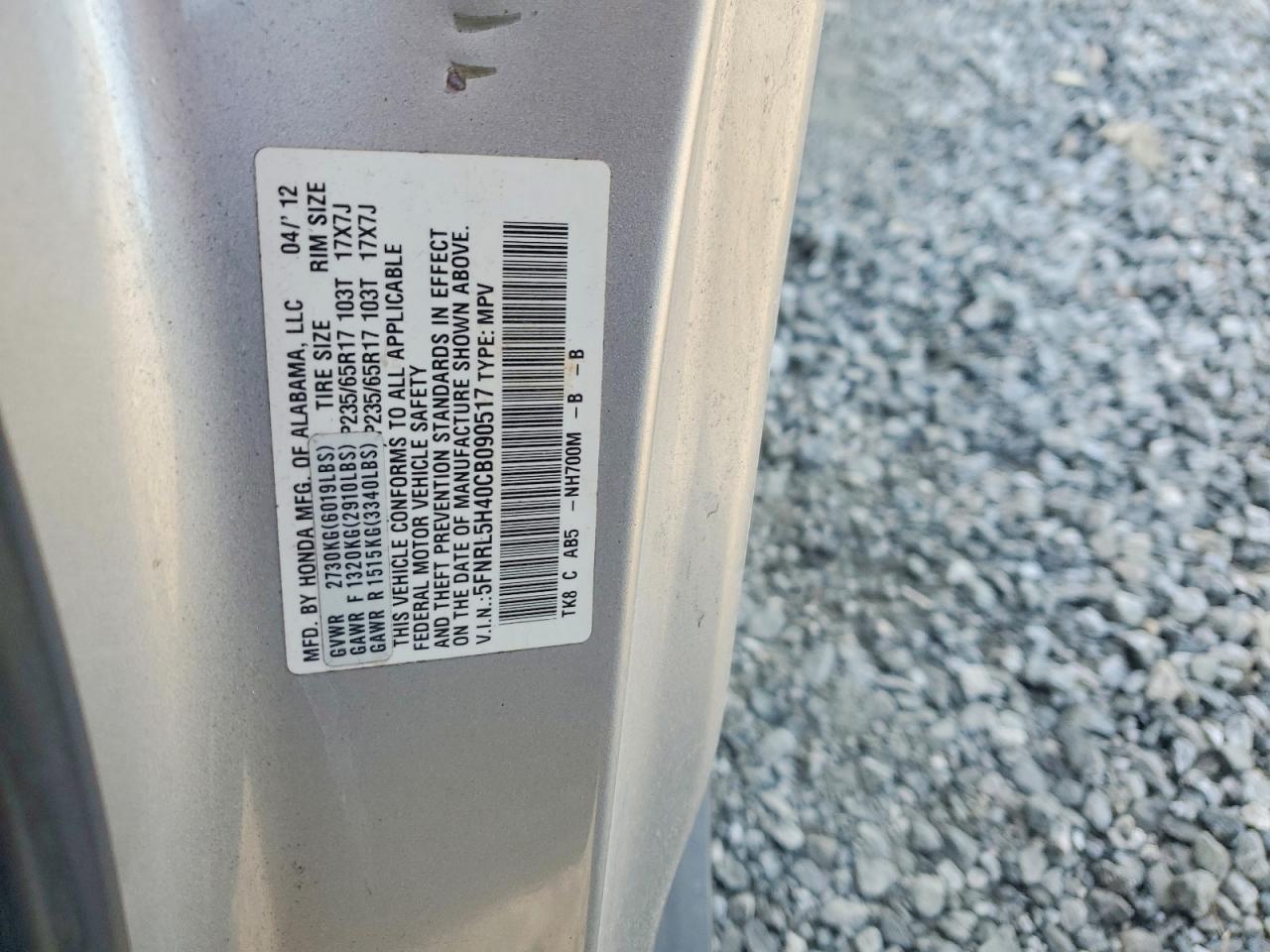 2012 HONDA ODYSSEY EX photo 13
