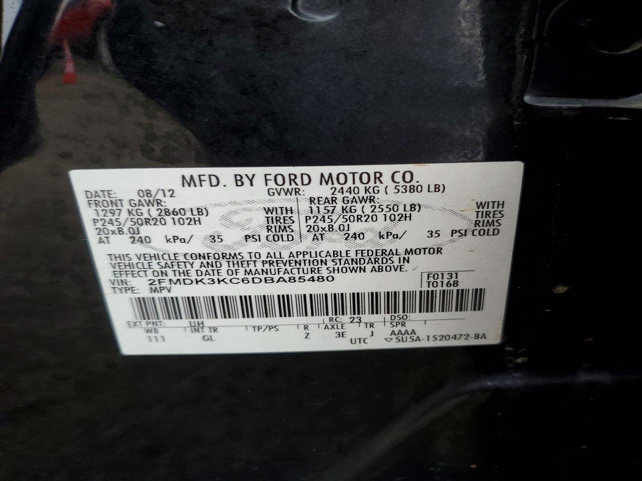 2013 FORD EDGE LIMITED photo 13