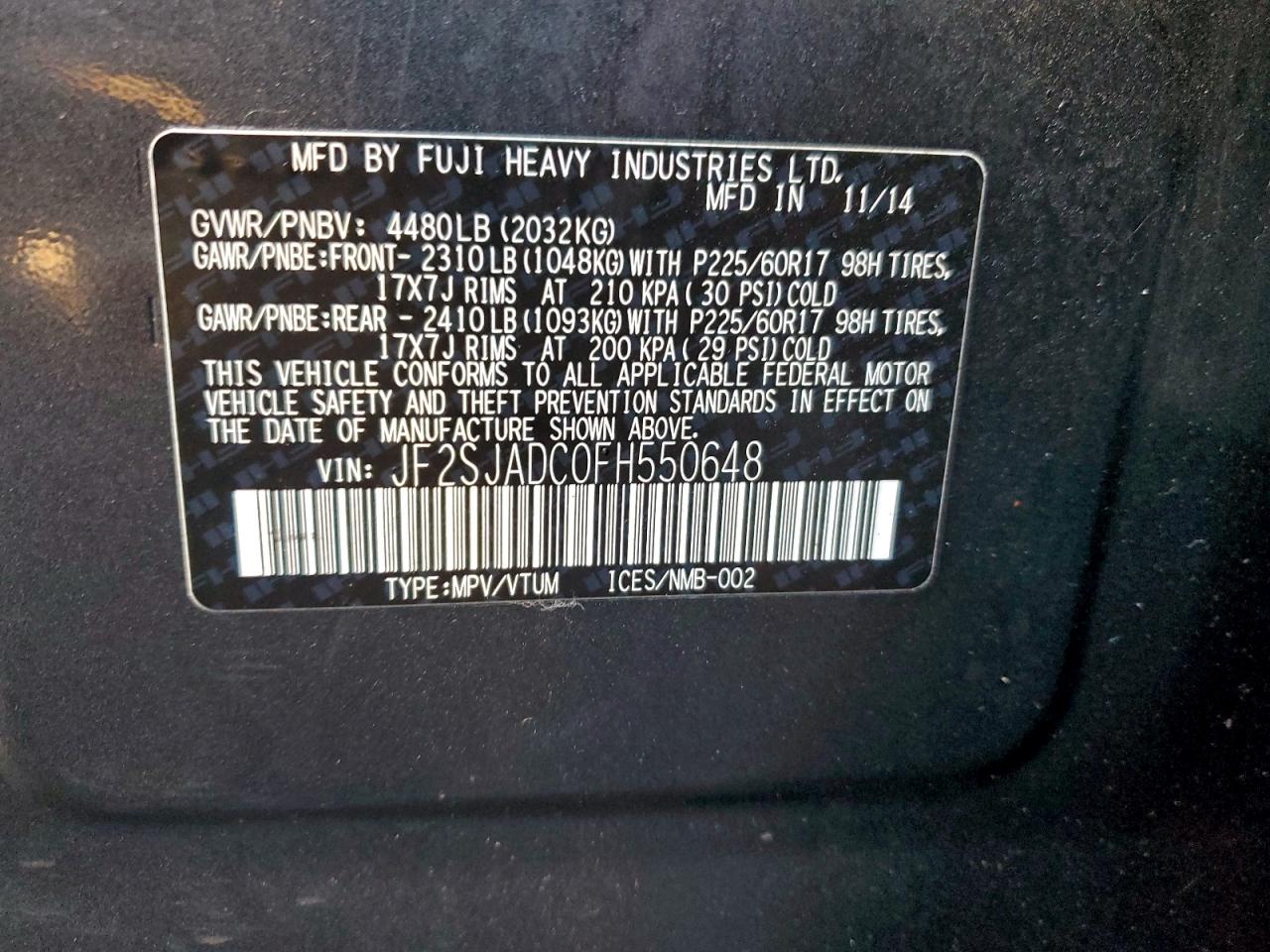 2015 SUBARU FORESTER 2.5I PREMIUM photo 13