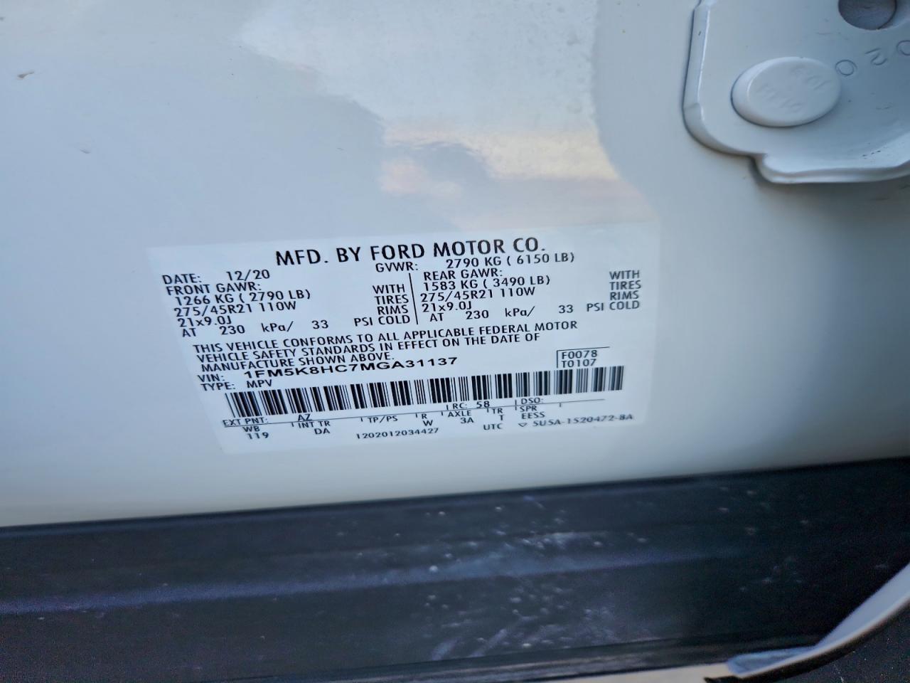 2021 FORD EXPLORER PLATINUM photo 14