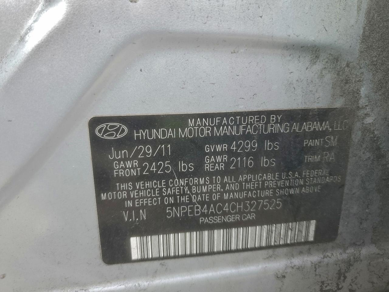2012 HYUNDAI SONATA GLS photo 12