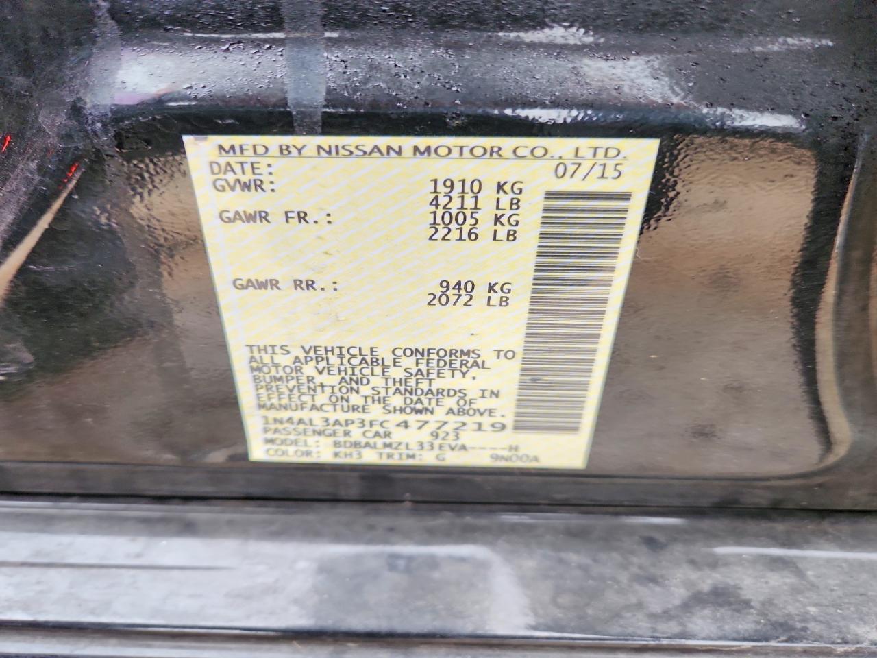 2015 NISSAN ALTIMA 2.5 photo 12