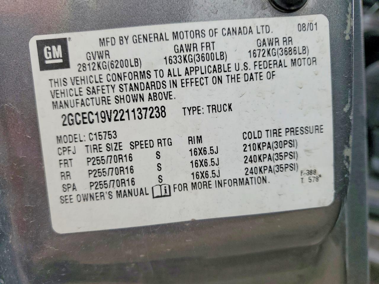 2002 CHEVROLET SILVERADO C1500 photo 13