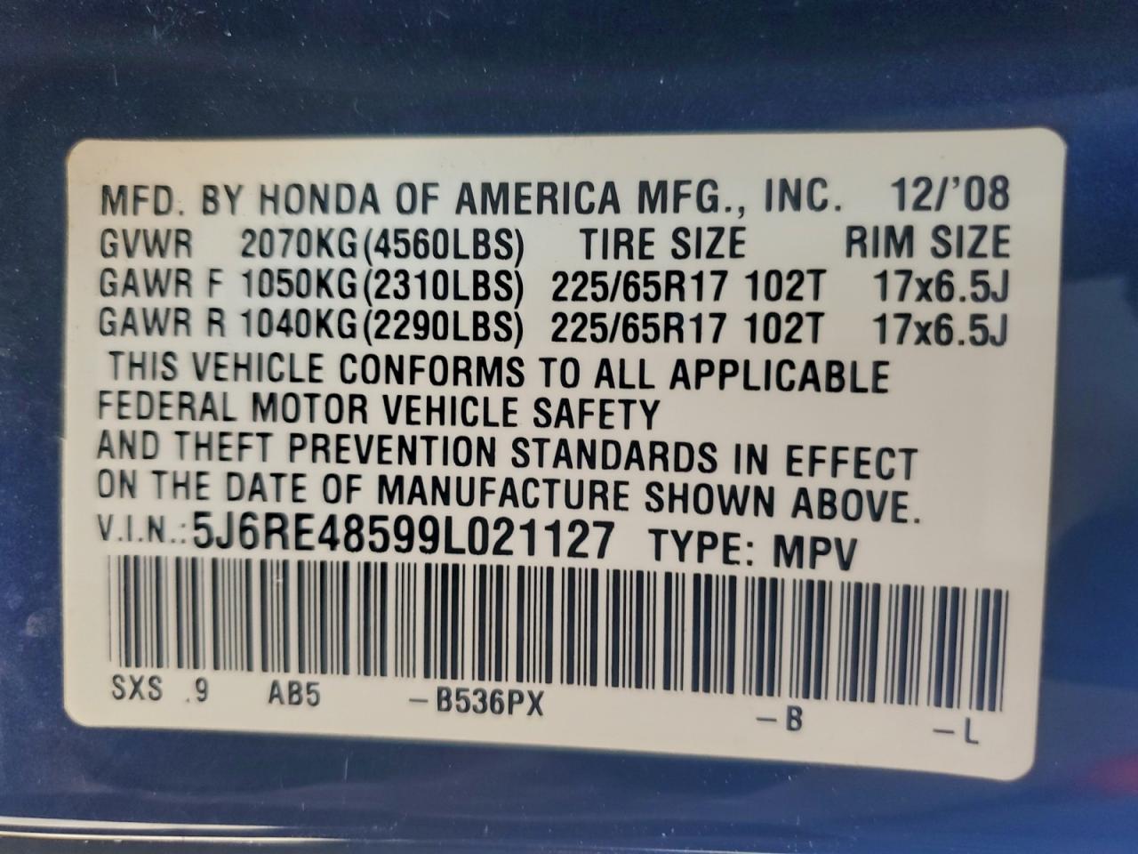2009 HONDA CR-V EX photo 14