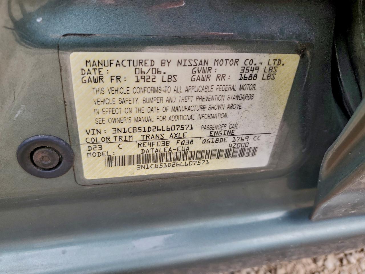 2006 NISSAN SENTRA 1.8 photo 12