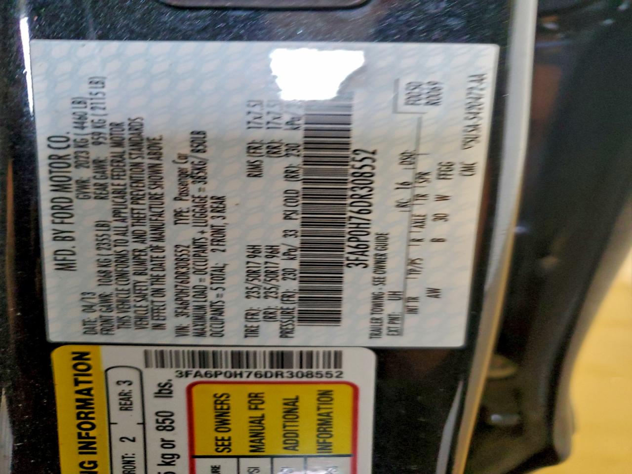 2013 FORD FUSION SE photo 12