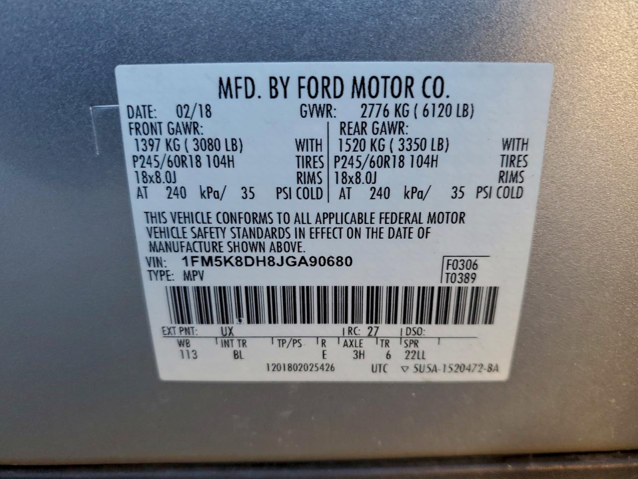 2018 FORD EXPLORER XLT photo 14