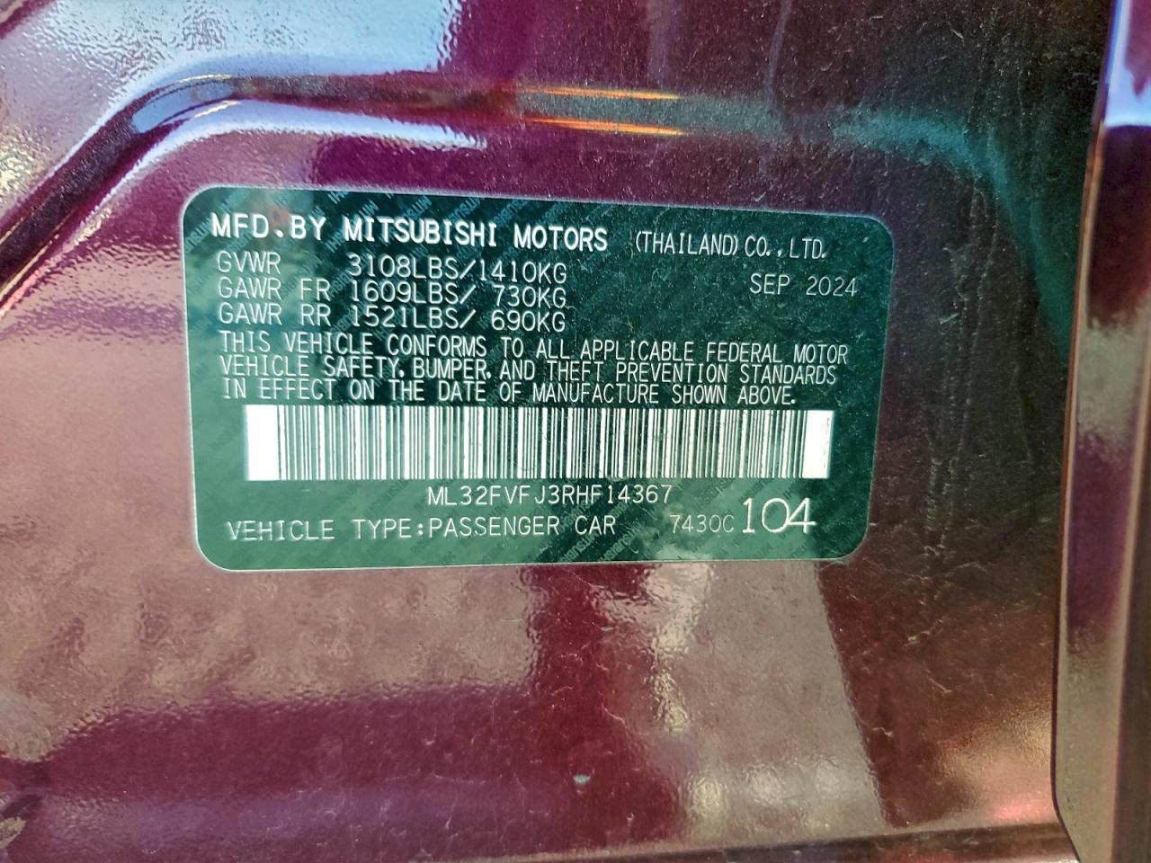 2024 MITSUBISHI MIRAGE G4 SE photo 12