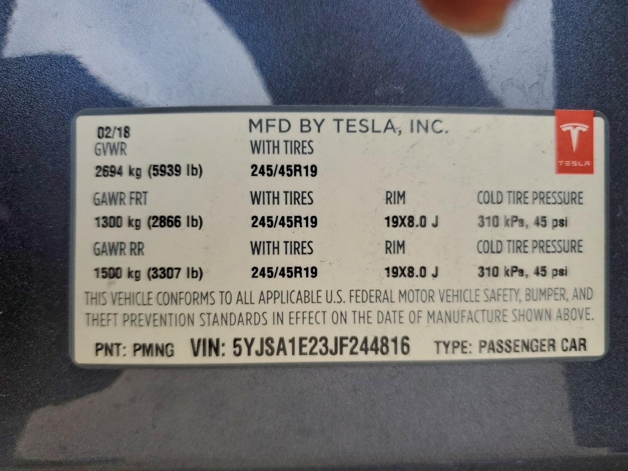2018 TESLA MODEL S photo 53