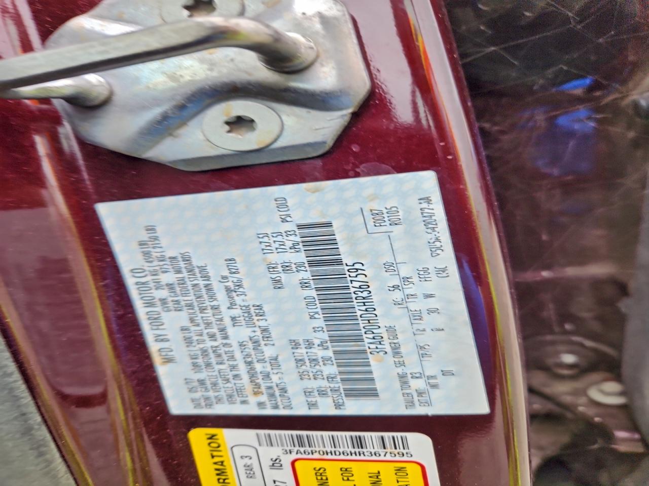 2017 FORD FUSION SE photo 12