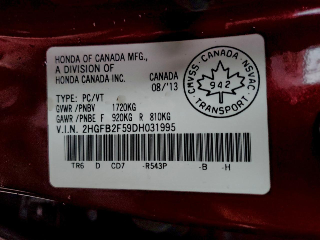 2013 HONDA CIVIC LX photo 13