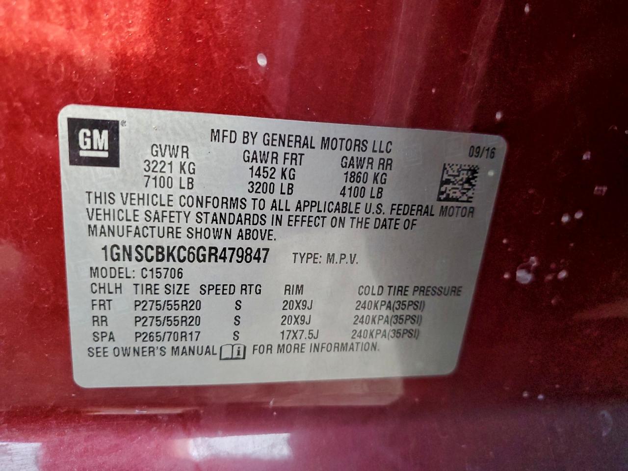 2016 CHEVROLET TAHOE C1500 LT photo 25