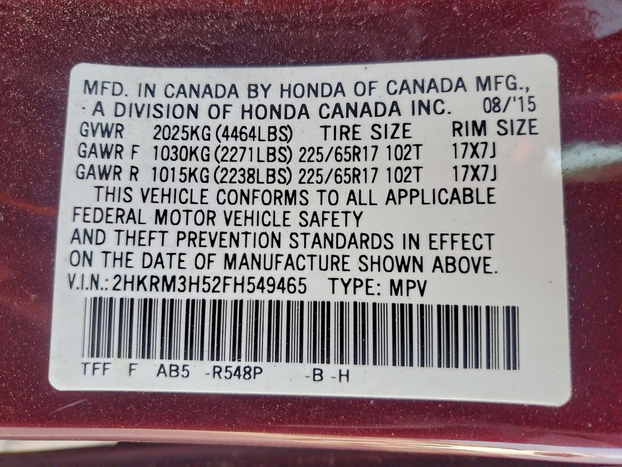 2015 HONDA CR-V EX photo 13