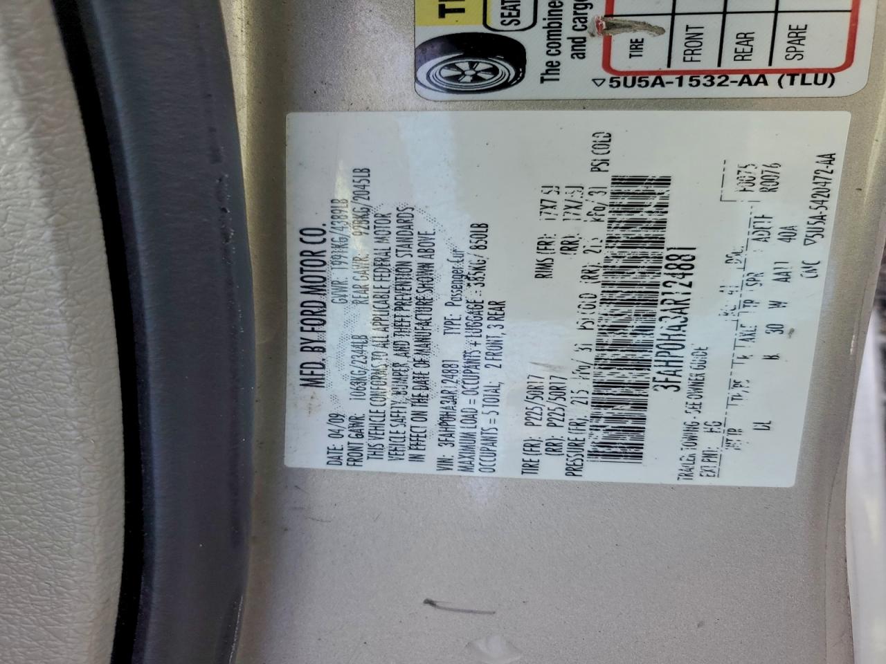 2010 FORD FUSION SE photo 12