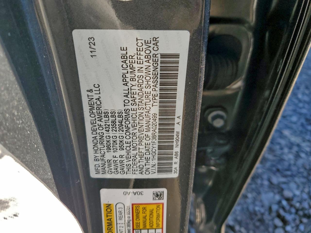 2024 HONDA ACCORD EX photo 12