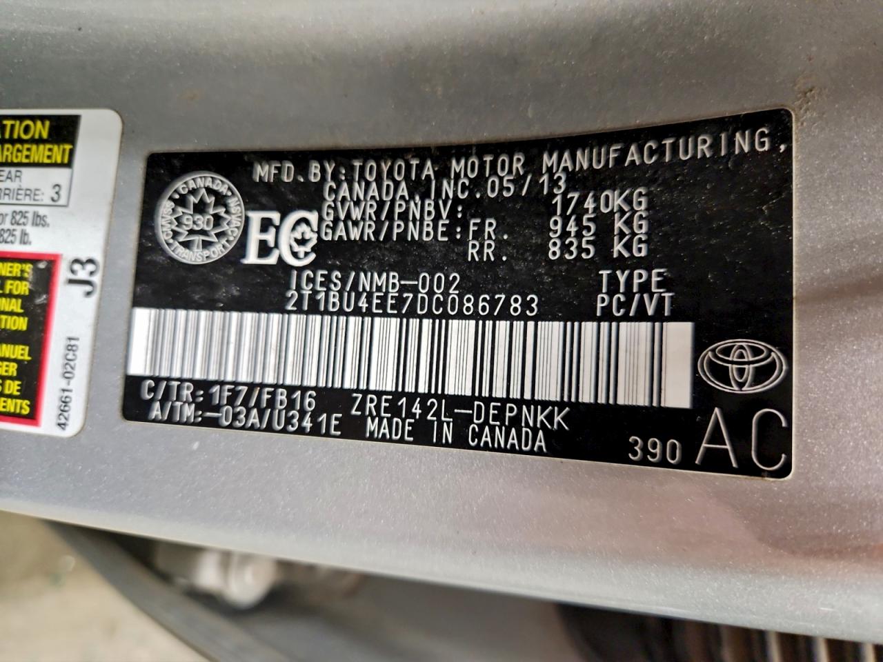 2013 TOYOTA COROLLA BASE photo 23