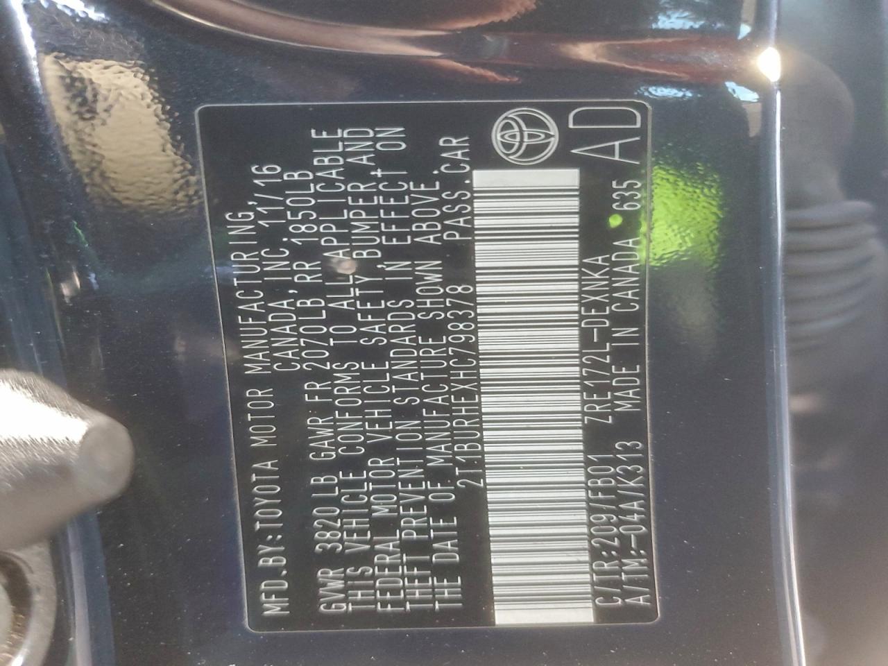 2017 TOYOTA COROLLA L photo 13