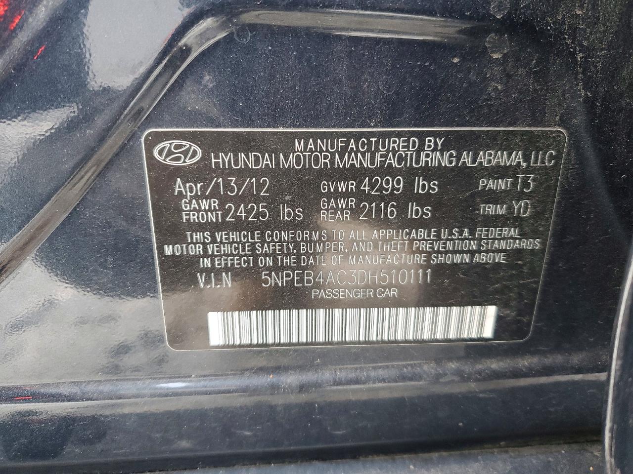 2013 HYUNDAI SONATA GLS photo 12