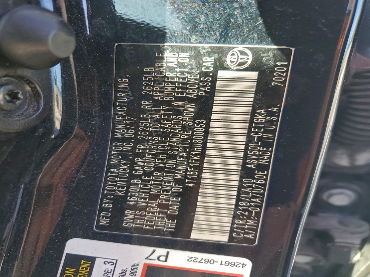 2017 TOYOTA CAMRY LE photo 12
