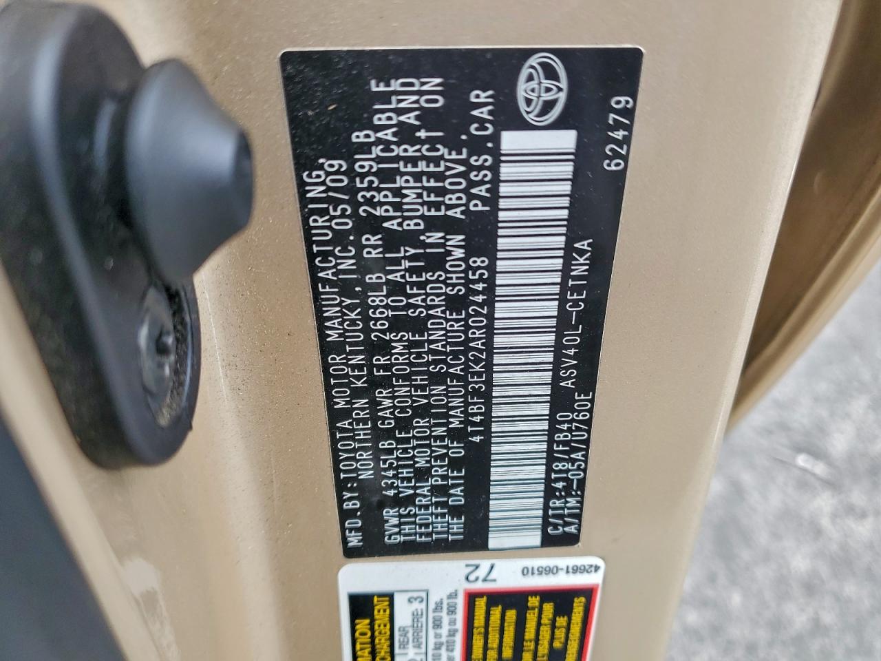 2010 TOYOTA CAMRY BASE photo 12