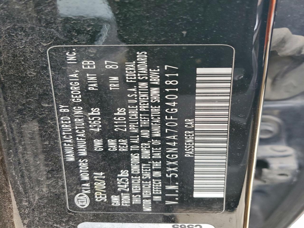 2015 KIA OPTIMA EX photo 12