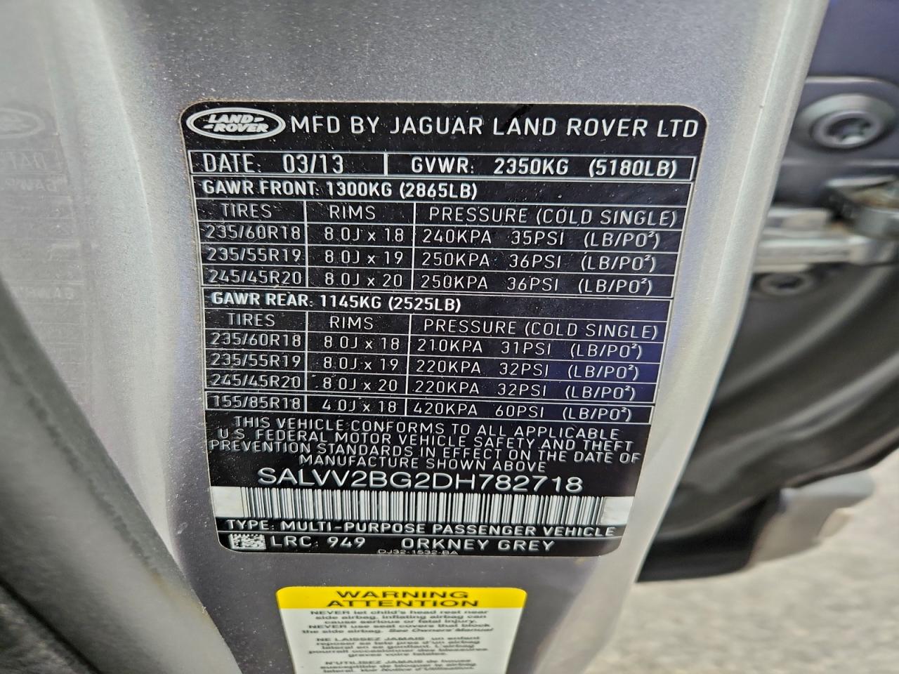2013 LAND ROVER RANGE ROVER EVOQUE PRESTIGE PREMIUM photo 13