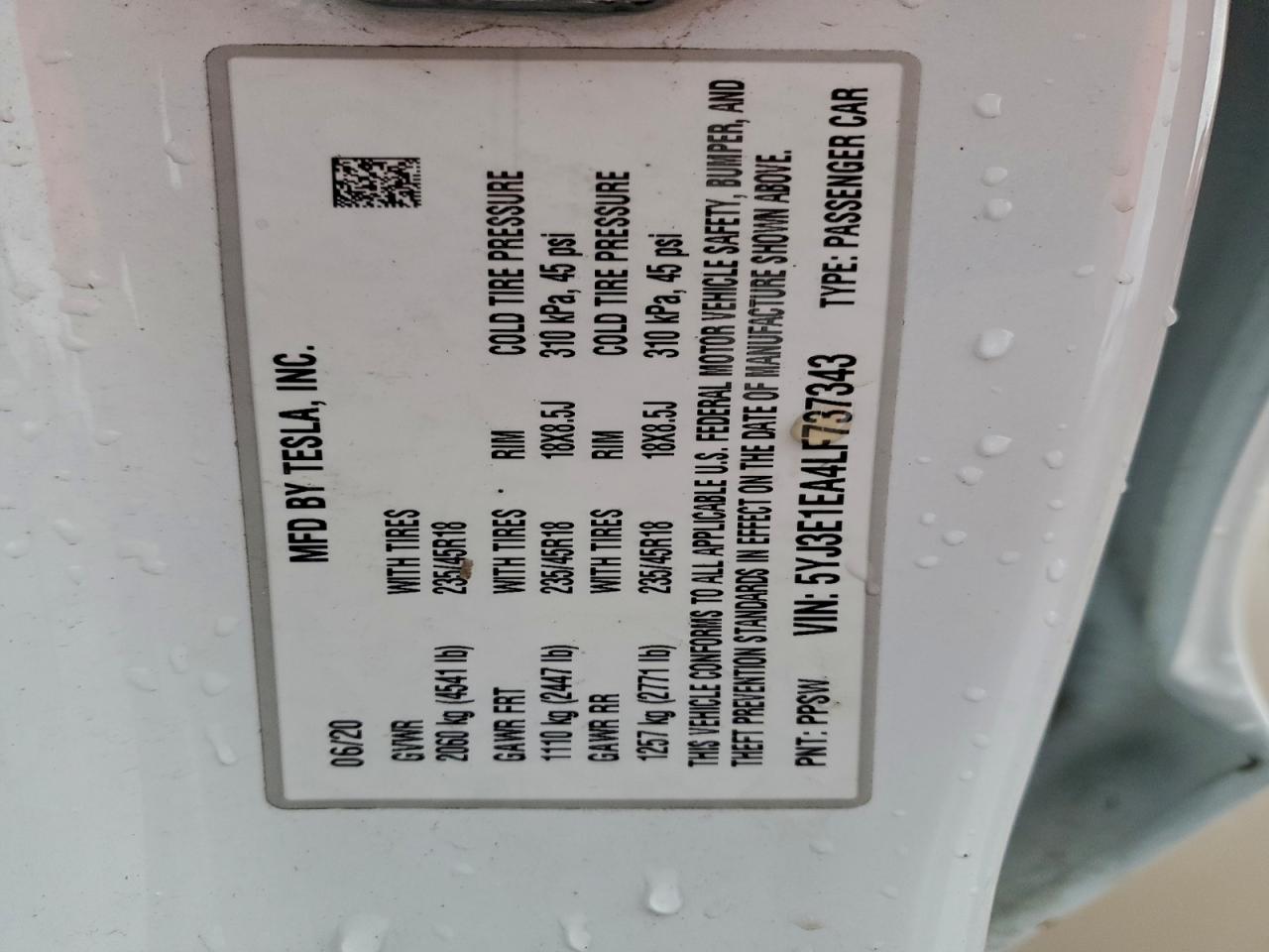 2020 TESLA MODEL 3 photo 13