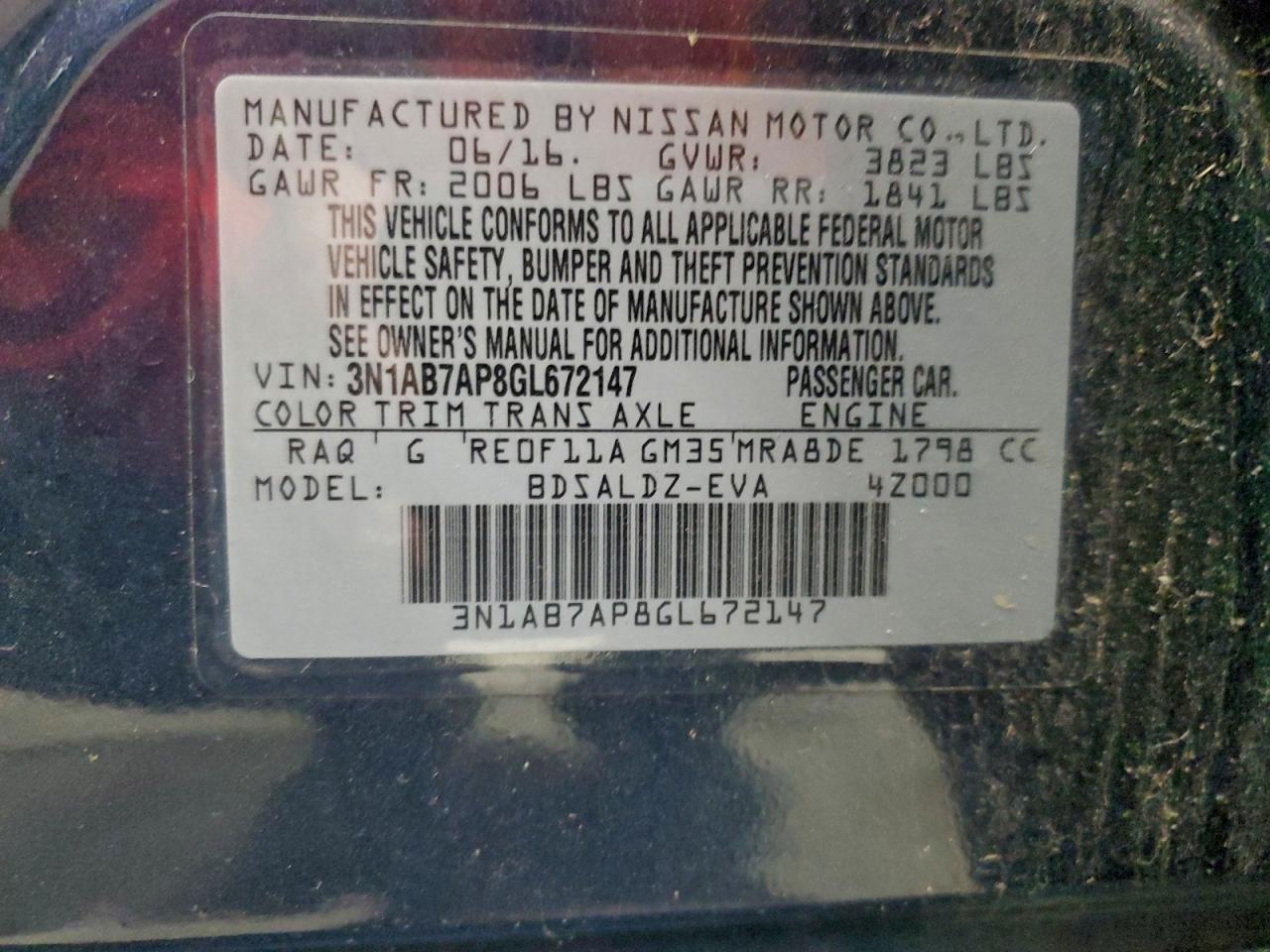 2016 NISSAN SENTRA S photo 12