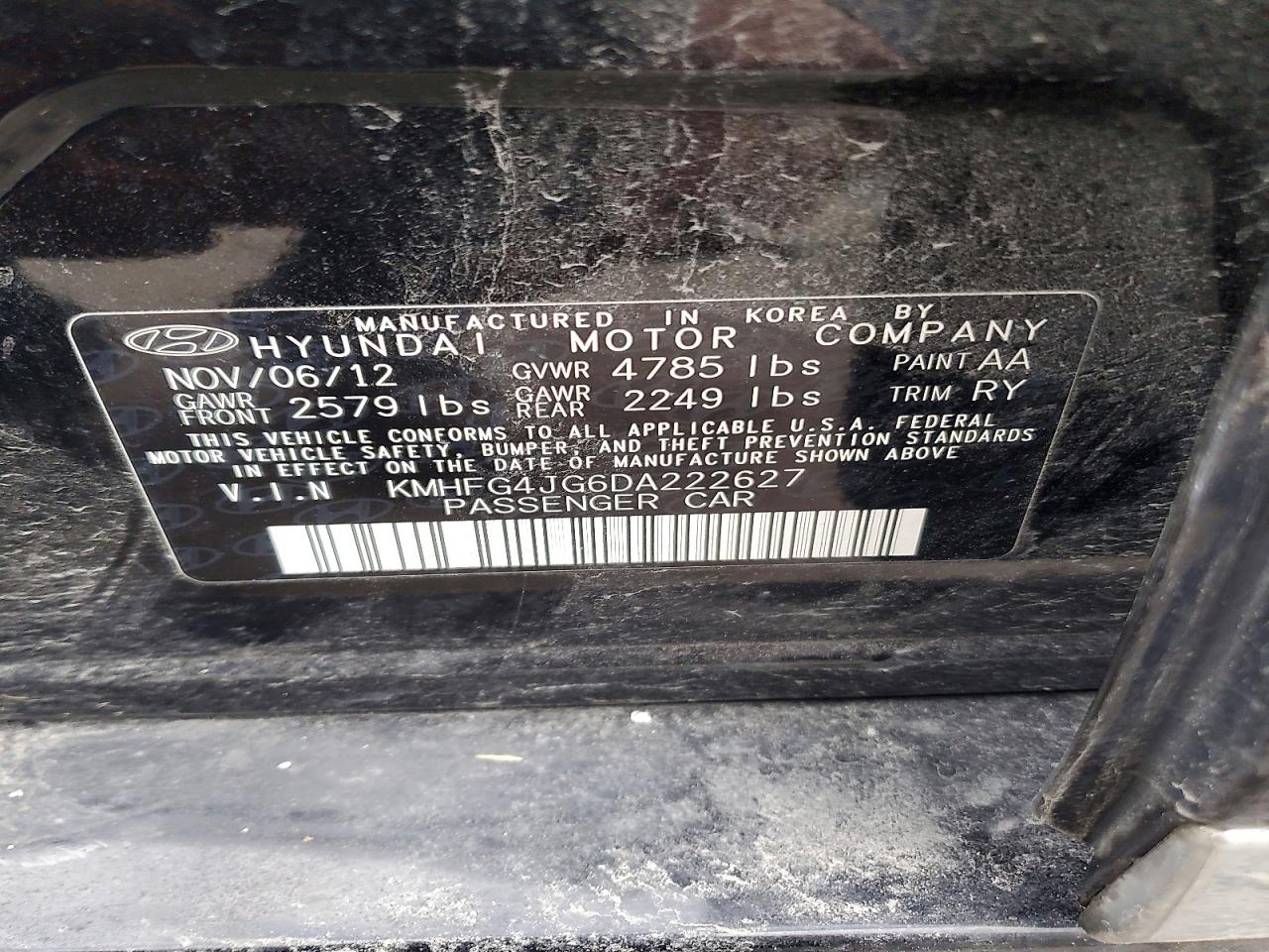 2013 HYUNDAI AZERA photo 12