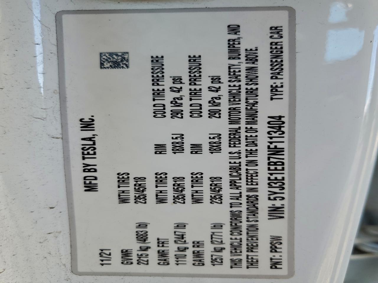 2022 TESLA MODEL 3 photo 12