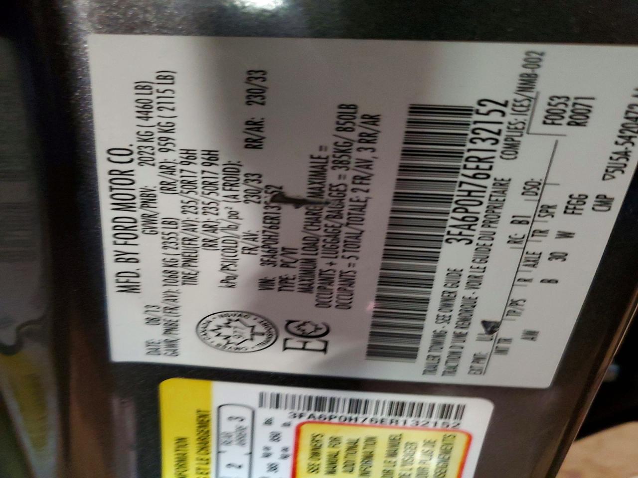 2014 FORD FUSION SE photo 12