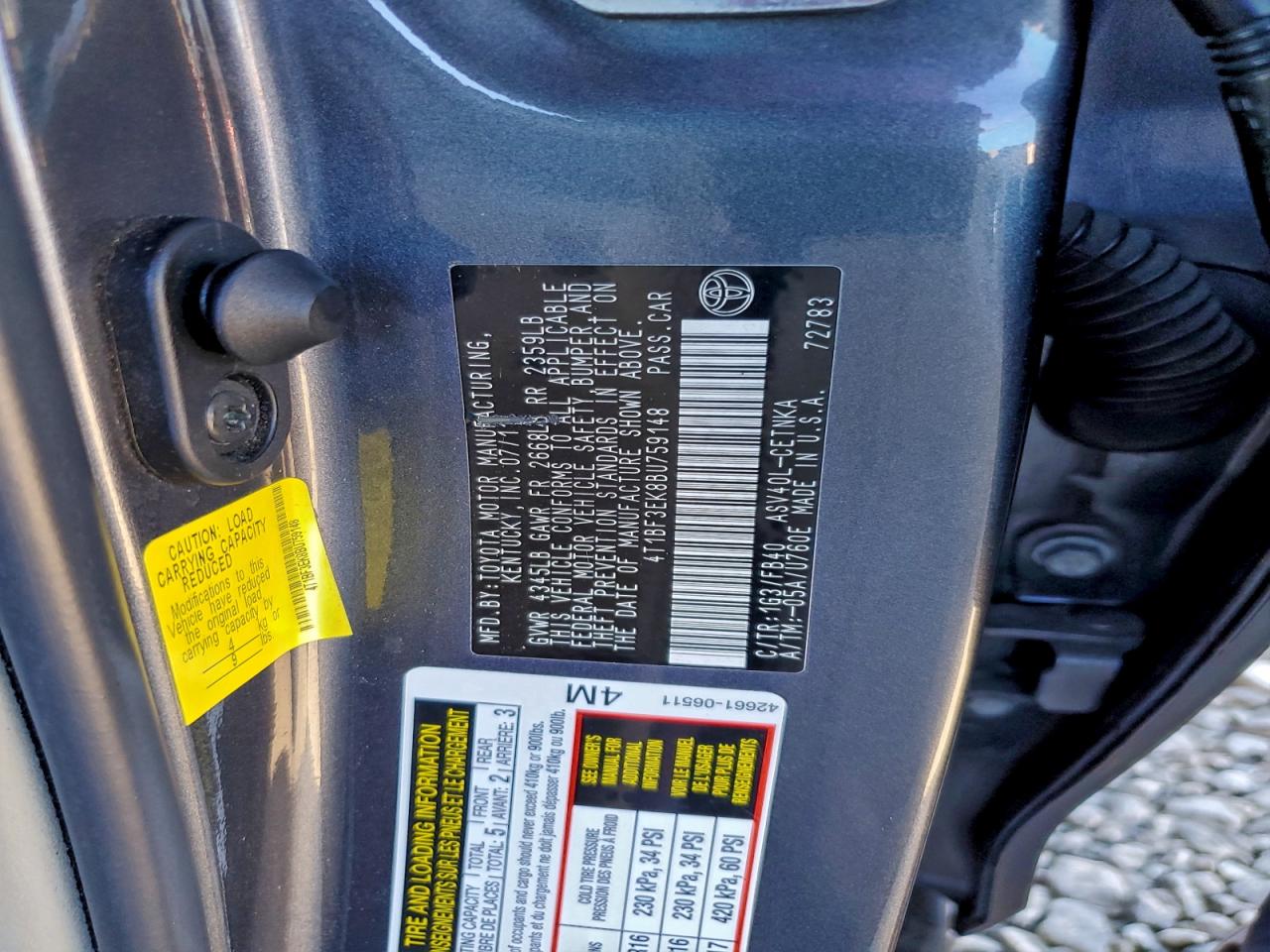 2011 TOYOTA CAMRY BASE photo 13