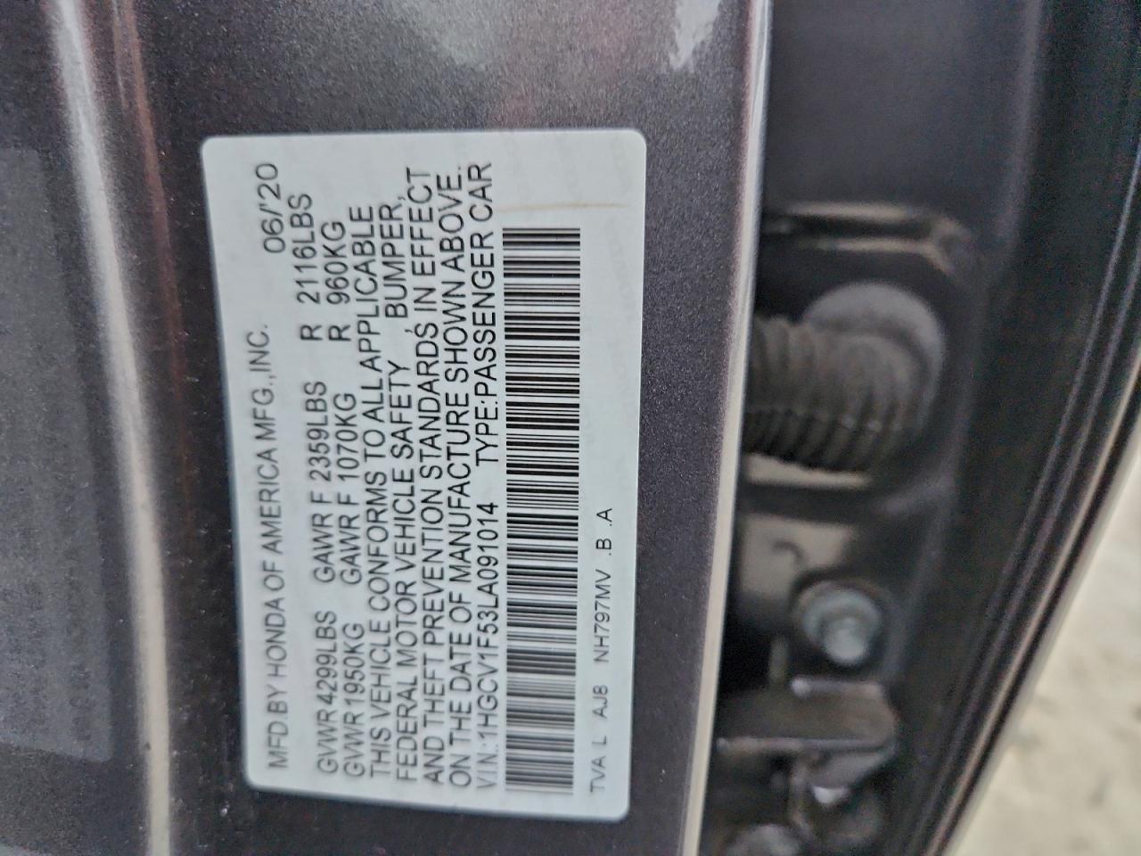 2020 HONDA ACCORD EXL photo 23