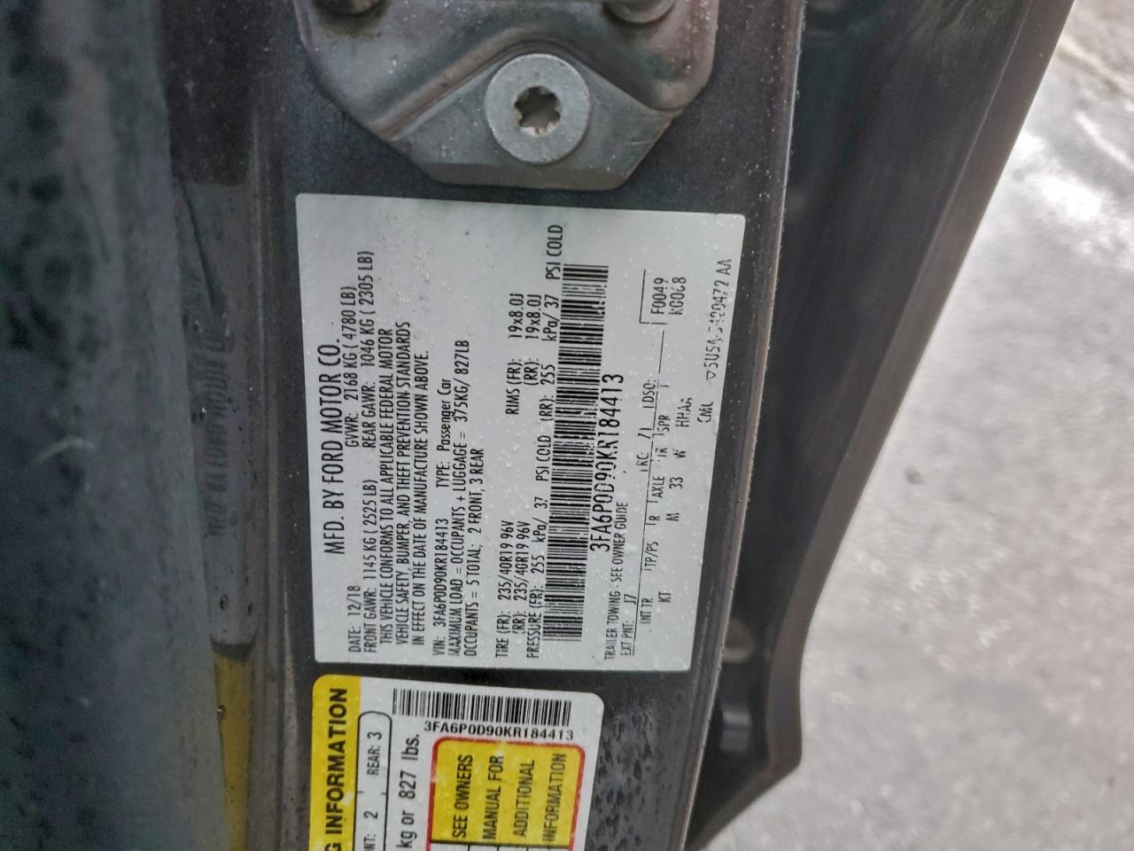 2019 FORD FUSION TITANIUM photo 12