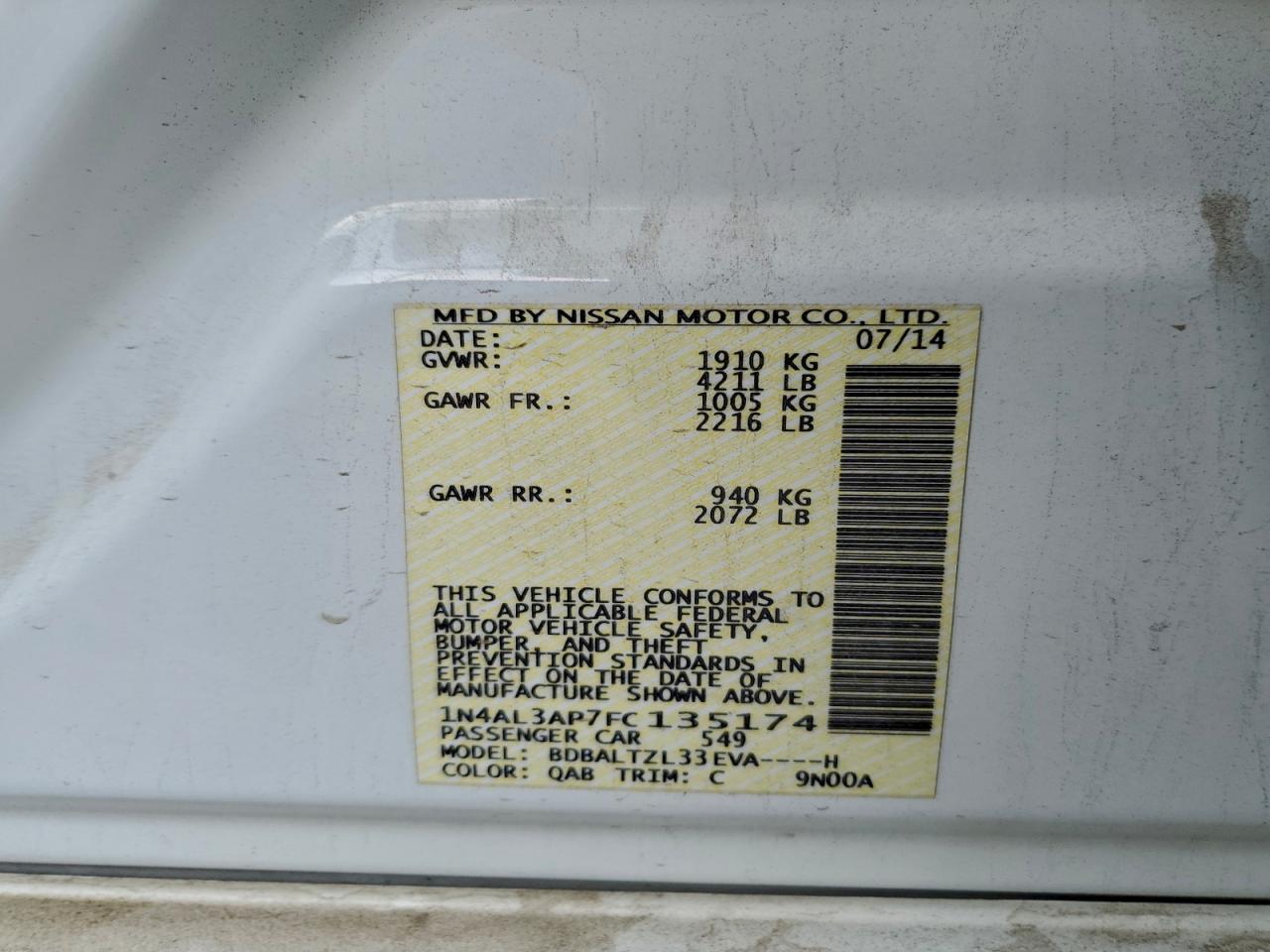 2015 NISSAN ALTIMA 2.5 photo 12