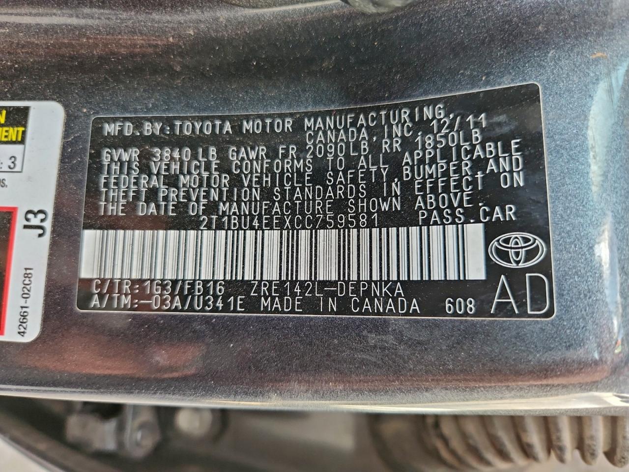 2012 TOYOTA COROLLA LE photo 34