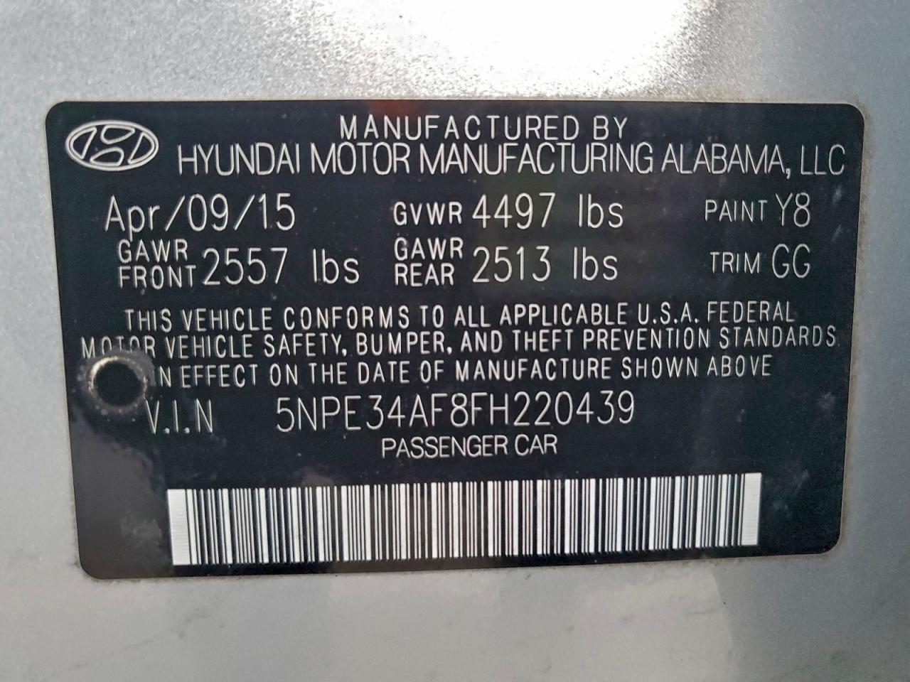 2015 HYUNDAI SONATA SPORT photo 25